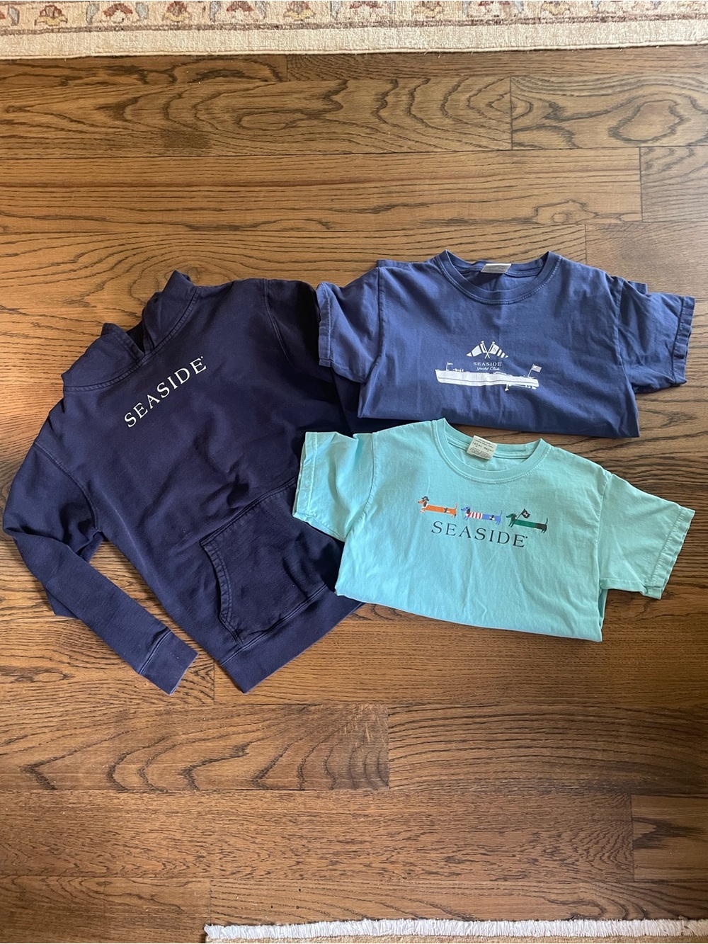 Kids' SEASIDE Tee and Hoodie Bundle - Navy & Light Aqua - Size L